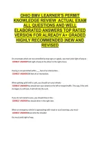 Ohio Bmv Learner's Permit &NewLine;Knowledge Review  Actual Exam &NewLine;All Questions And Well &NewLine;Elaborated Answers Top Rated &NewLine;Version For Already A&plus; Graded &NewLine;Highly Recommended &vert;New And &NewLine;Revised 