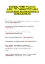Ohio Bmv Permit Practice - &NewLine;Complete Exam Questions And &NewLine;100&percnt; Verified Answers &lpar;2026&sol;2027&rpar; &NewLine;Pass Guarantee 