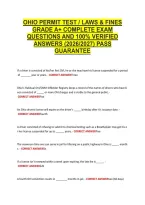 Ohio Permit Test &sol; Laws & Fines &NewLine;Grade A&plus; Complete Exam &NewLine;Questions And 100&percnt; Verified &NewLine;Answers &lpar;2026&sol;2027&rpar; Pass &NewLine;Guarantee 