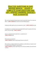 Practice Questions In Ohio &NewLine;Drivers Manual - Grade A&plus; &NewLine;Complete Exam Questions And &NewLine;100&percnt; Verified Answers &lpar;2026&sol;2027&rpar; &NewLine;Pass Guarantee 
