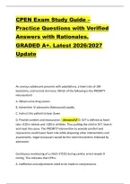 CPEN Exam Study Guide &ndash; &NewLine;Practice Questions with Verified &NewLine;Answers with Rationales&period; &NewLine;GRADED A&plus;&period; Latest 2026&sol;2027 &NewLine;Update