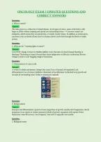 Oncology Exam 3 Updated Questions And&NewLine;Correct Answers