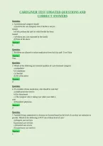Caregiver Test Updated Questions And&NewLine;Correct Answers