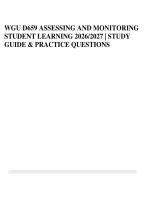 Wgu D659 Assessing And Monitoring Student Learning 2026&sol;2027 &vert; Study Guide & Practice Questions