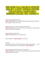 Dre Exam Fully Solved & Updated &NewLine;2026-2027 &lpar;Latest Version Verified &NewLine;For Accuracy&rpar; &lpar;Questions &plus; &NewLine;Answers&rpar; Solved 100&percnt; Correct&excl;&excl; 