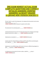 Dre Exam Newest Actual Exam &NewLine;Complete Questions And Correct &NewLine;Detailed Answers &lpar;Verified &NewLine;Answers&rpar; &vert;Already Graded &NewLine;A&plus;&vert;&vert;Brand New Version 2026&sol;2027&excl;&excl;&excl;