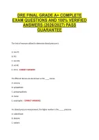 Dre Final Grade A&plus; Complete &NewLine;Exam Questions And 100&percnt; Verified &NewLine;Answers &lpar;2026&sol;2027&rpar; Pass &NewLine;Guarantee 