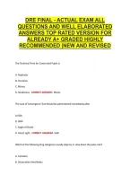 Dre Final - Actual Exam All &NewLine;Questions And Well Elaborated &NewLine;Answers Top Rated Version For &NewLine;Already A&plus; Graded Highly &NewLine;Recommended &vert;New And Revised 