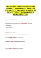 Dre Actual Exam All Questions &NewLine;And Well Elaborated Answers &NewLine;Top Rated Version For Already A&plus; &NewLine;Graded Highly Recommended &NewLine;&vert;New And Revised 