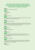 Wgu D583 Foundations Of Public Health&NewLine;Section 1 Lesson 3 Core Function Updated&NewLine;Questions And Correct Answers