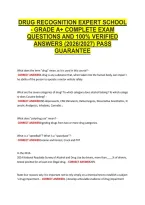 Drug Recognition Expert School - Grade A&plus; Complete Exam &NewLine;Questions And 100&percnt; Verified &NewLine;Answers &lpar;2026&sol;2027&rpar; Pass &NewLine;Guarantee 