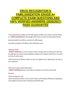 Drug Recognition & &NewLine;Familiarization Grade A&plus; &NewLine;Complete Exam Questions And &NewLine;100&percnt; Verified Answers &lpar;2026&sol;2027&rpar; &NewLine;Pass Guarantee 
