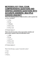 Microbiology Final Exam&comma; Comprehensive Questions And Verified Answers Questions With Accurate Answers &vert; Multiple Choices 2026&sol;2027&excl;