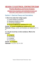 NEVADA C-2 ELECTRICAL CONTRACTOR EXAM&NewLine;Practice Questions and Correct Answers&NewLine;1Multiple-Choice Questions with Highlighted Answers and Rationales Latest update for Guaranteed Success&NewLine;