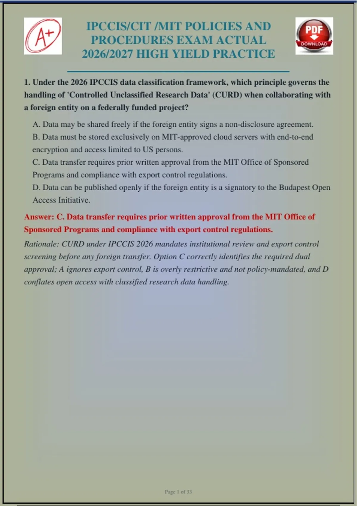 Ipccis Cit Mit Policies And Procedures Exam Actual High Yield Practice ...