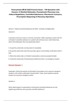 Pennsylvania MPJE 2026 &ndash; Pharmacy Law Practice Questions & Answers