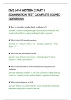 Isye 6414 Midterm 2 Part 1&NewLine;Examination Test Complete Solved&NewLine;Questions