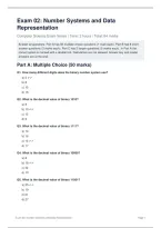 Exam 02&colon; Number Systems and Data&NewLine;Representation&NewLine;