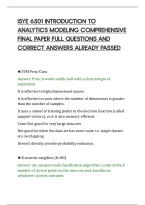 Isye 6501 Introduction To&NewLine;Analytics Modeling Comprehensive&NewLine;Final Paper Full Questions And&NewLine;Correct Answers Already Passed