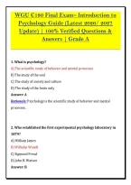 WGU C180 Final Exam&ndash; Introduction to &NewLine;Psychology Guide &lpar;Latest 2026&sol; 2027 &NewLine;Update&rpar; &vert; 100&percnt; Verified Questions & &NewLine;Answers &vert; Grade A