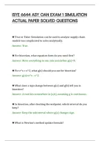Isye 6644 Asy Oan Exam 1 Simulation&NewLine;Actual Paper Solved Questions&NewLine;