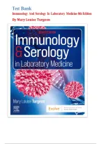 Test Bank for Immunology & Serology in Laboratory Medicine&comma; 8th Edition by Mary Louise Turgeon &vert; Chapters 1&ndash;27 Complete &vert; Questions & Answers Complete A&plus; Graded