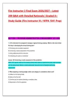 Fire Instructor III Final Exam 2026&sol;2027 &ndash; 200 Practice Questions & Answers with Detailed Rationales &vert; NFPA 1041 Certification Study Guide