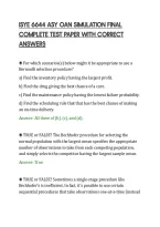 Isye 6644 Asy Oan Simulation Final&NewLine;Complete Test Paper With Correct&NewLine;Answers