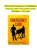 Test Bank for Emergency Care&comma; 15th Edition by Daniel Limmer&comma; Michael F&period; O'Keefe & Edward T&period; Dickinson &vert; Chapters 1&ndash;41 Complete
