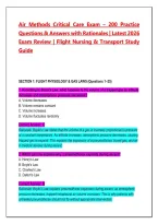 Air Methods Critical Care Exam 2026&sol;2027 &ndash; 200 Practice Questions & Answers with Detailed Rationales &vert; Flight Nursing & Critical Care Transport Study Guide