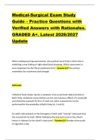 Medical-Surgical Exam Study &NewLine;Guide &ndash; Practice Questions with &NewLine;Verified Answers with Rationales&period; &NewLine;GRADED A&plus;&period; Latest 2026&sol;2027 &NewLine;Update 