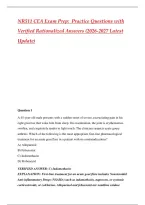 NR511 CEA Exam Prep&colon;  Practice Questions with Verified Rationalized Answers &lpar;2026-2027 Latest Update&rpar;