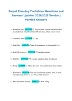 Carpet Cleaning Technician Questions and &NewLine;Answers Updated 2026&sol;2027 Version &vert; &NewLine;Verified Answers 