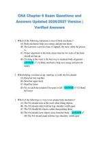 CNA Chapter 6 Exam Questions and &NewLine;Answers Updated 2026&sol;2027 Version &vert; &NewLine;Verified Answers 