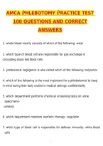 AMCA PHLEBOTOMY PRACTICE TEST 100 QUESTIONS 2027 &vert; Actual Exam Questions & Verified Answers &vert; Latest &lpar;Latest 2026 &sol; 2027 Update&rpar; A&plus; Grade Complete