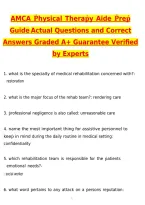 AMCA Physical Therapy Aide Prep Guide 2027 &vert; Actual Exam Questions & Verified Answers &vert; Latest &lpar;Latest 2026 &sol; 2027 Update&rpar; A&plus; Grade Complete