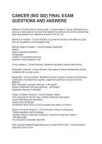 Cancer &lpar;Bio 302&rpar; Final Exam Questions And Answers