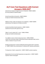 ALF Core Test Questions with Correct Answers 2026-2027
