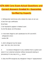 EPA 608 CORE Exam &lpar;Latest 2026 &sol; 2027 Update&rpar; Questions with Correct Answers Pass the Exam&comma; 100&percnt; Verified by Experts INSTANT PDF DOWNLOAD