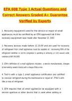EPA 608 Type 1 &lpar;Latest 2026 &sol; 2027 Update&rpar; Questions with Correct Answers Pass the Exam&comma; 100&percnt; Verified by Experts INSTANT PDF DOWNLOAD