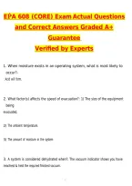 EPA 608 &lpar;CORE&rpar; Exam &lpar;Latest 2026 &sol; 2027 Update&rpar; Questions with Correct Answers Pass the Exam&comma; 100&percnt; Verified by Experts INSTANT PDF DOWNLOAD