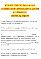 EPA 608 &lpar;TYPE II&rpar; Exam &lpar;Latest 2026 &sol; 2027 Update&rpar; Questions with Correct Answers Pass the Exam&comma; 100&percnt; Verified by Experts INSTANT PDF DOWNLOAD