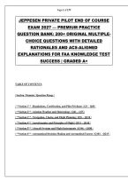 JEPPESEN PRIVATE PILOT END OF COURSE EXAM PRACTICE QUESTION BANK 2027 &vert; 215 Original MCQs with Detailed Rationales &vert; FAA Private Pilot Airman Knowledge Test &lpar;PAR&rpar; & ACS Review &lpar;FAR Part 61&sol;91 Regulations&comma; Aviation Meteorology&comma; Navigation & E6B&comma; Aerodynami
