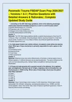 Paramedic Trauma FISDAP Exam Prep 2026&sol;2027 &ndash; Versions 1 & 2 &vert; Practice Questions with Detailed Answers & Rationales &vert; Complete Updated Study Guide