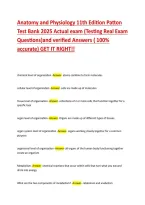 Complete Test Bank for Human Anatomy and Physiology Latest Edition 2026 with all chapters&period; Instant download PDF with correct answers for nursing and allied health exam prep