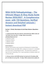  &NewLine;WGU D236 Pathophysiology &ndash; The &NewLine;Ultimate Megan & Shay Study Guide &NewLine;Review 2026&sol;2027 &period; A Comphernsive &NewLine;exam  with 150 Questions&comma; Verified &NewLine;Answers and Detailed rationale &vert; &NewLine;Instant download PDF