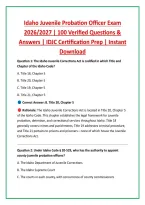 Idaho Juvenile Probation Officer Exam &NewLine;2026&sol;2027 &vert; 100 Verified Questions & &NewLine;Answers &vert; IDJC Certification Prep &vert; Instant &NewLine;Download