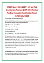 KPEERI Exam 2026&sol;2027 &vert; 180 Verified &NewLine;Questions & Answers &vert; IDA CERI Effective &NewLine;Reading Instruction Certification Prep &vert; &NewLine;Instant Download 