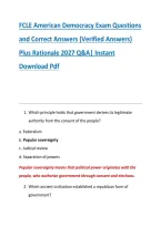 FCLE American Democracy Exam Questions &NewLine;and Correct Answers &lpar;Verified Answers&rpar; &NewLine;Plus Rationale 2027 Q&A&vert; Instant &NewLine;Download Pdf