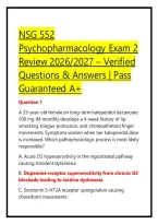 NSG 552 Psychopharmacology Exam 2 Review 2026&sol;2027 &ndash; Verified Questions & Answers &vert; Pass Guaranteed A&plus;